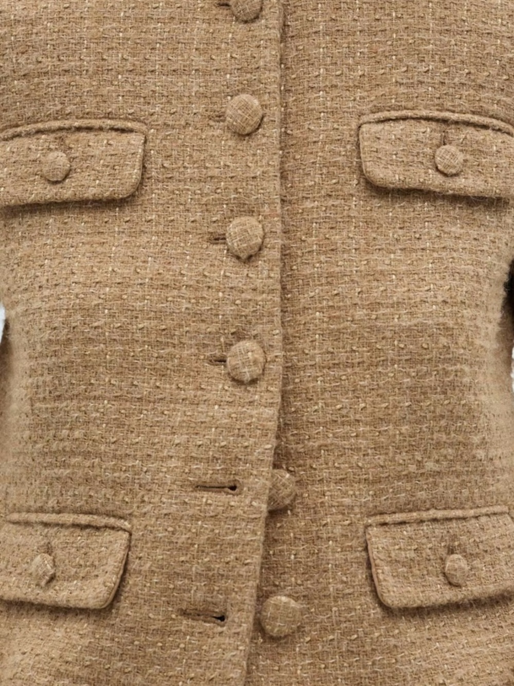 NTW: MANGO TWEED JACKET WITH STRIPED COLLAR: SIZE MEDIUM - Picture 2 of 5